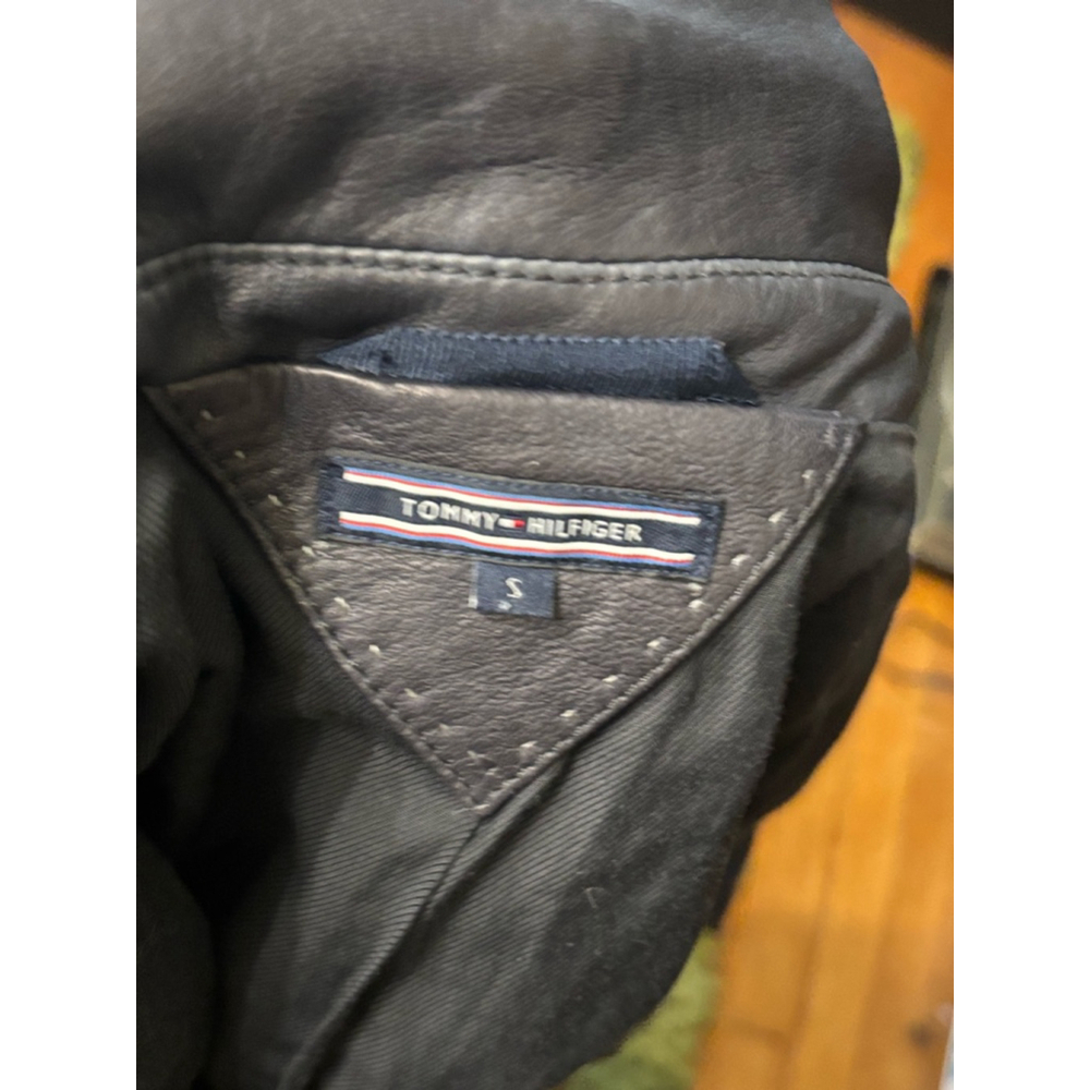 Navy Leather Jacket  Tommy Hilfiger Size S - Picture 4 of 5
